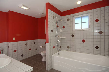Farmhouse Dwelling Palette in bathroom in Benjamin Moore Paint colors.