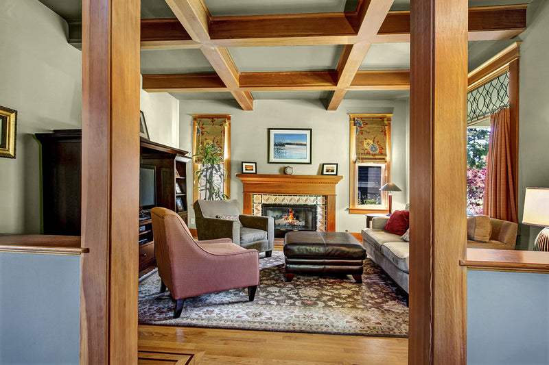 Color in Space Bungalow Dwelling Color Palette in Craftsman Living Room