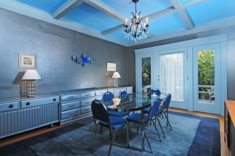 Third Eye Chakra Palette in Benjamin Moore Paint colors on walls, trim, ceiling in Dining Room